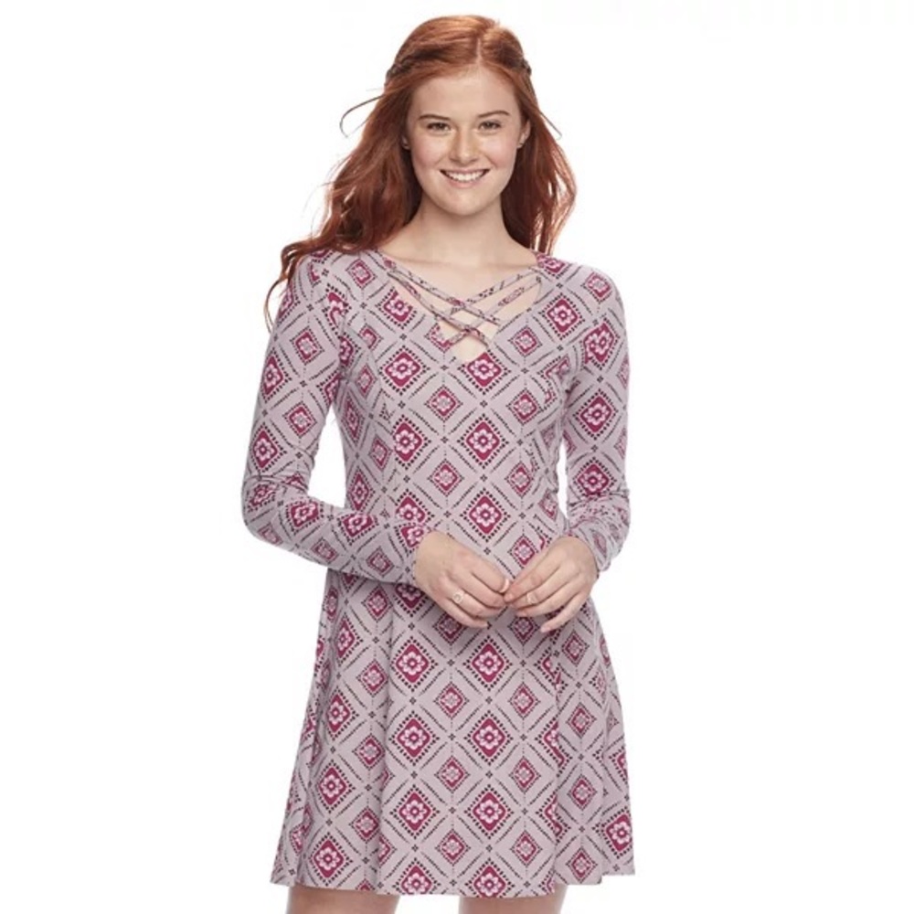 NWT Juniors' Mudd® Fit & Flare Cross Front Dress